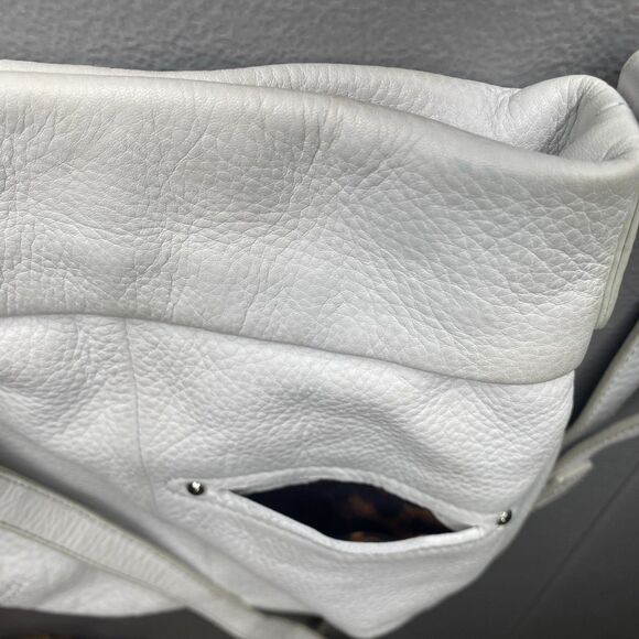 Vintage B MAKOWSKY Crossbody Bag Pebbled Leather Studded Adjustable Strap White - Picture 12 of 16